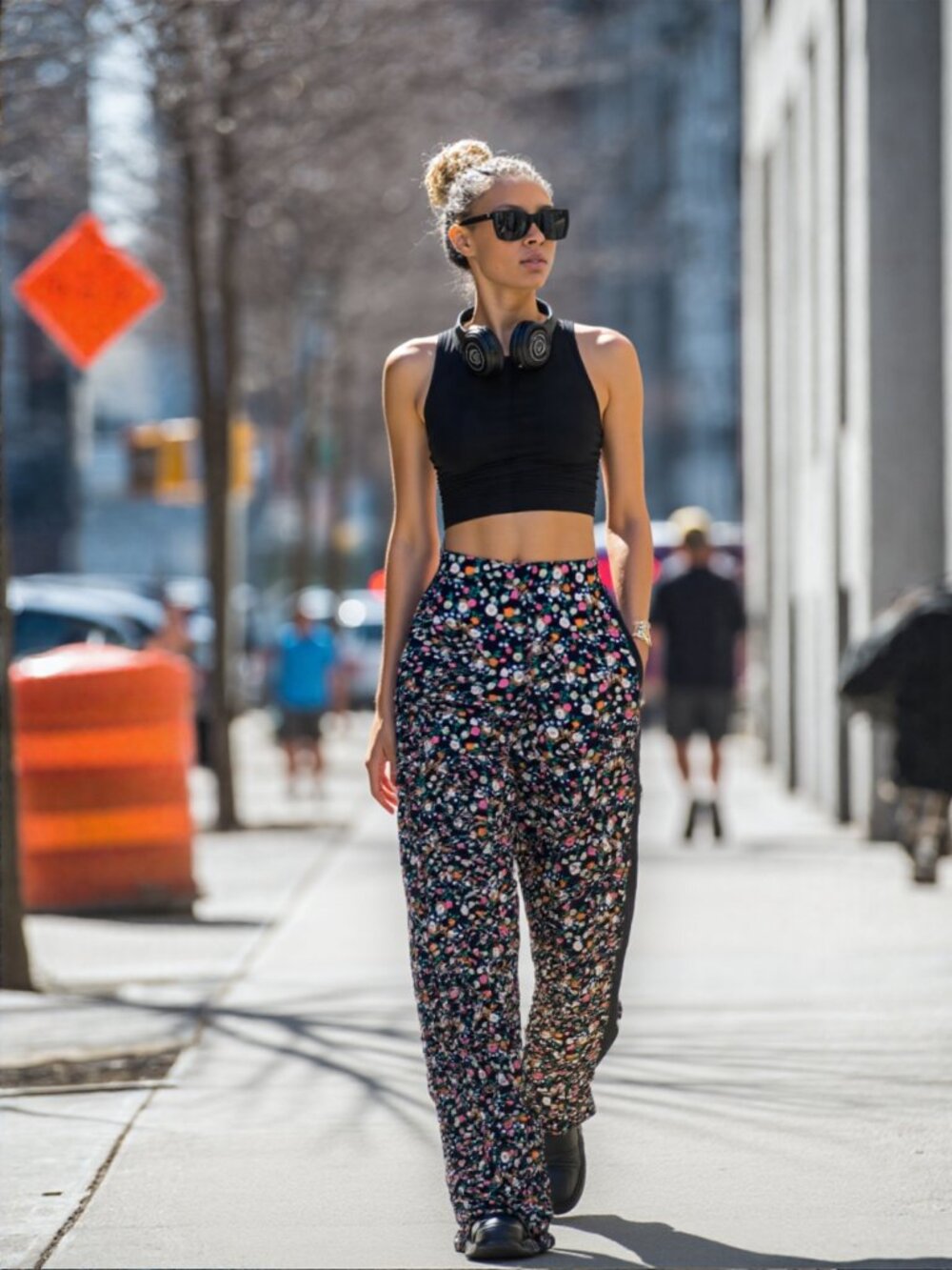 Tory Burch Multicolor Retro Inspired Botanical Floral Wide Leg Pants